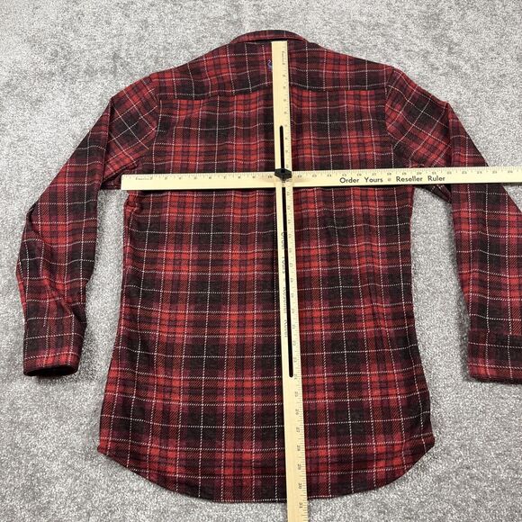 Tailor Byrd Shirt Mens Small Sweatershirt Flannel Button Up Plaid Pocket Red NWT - Picture 12 of 16